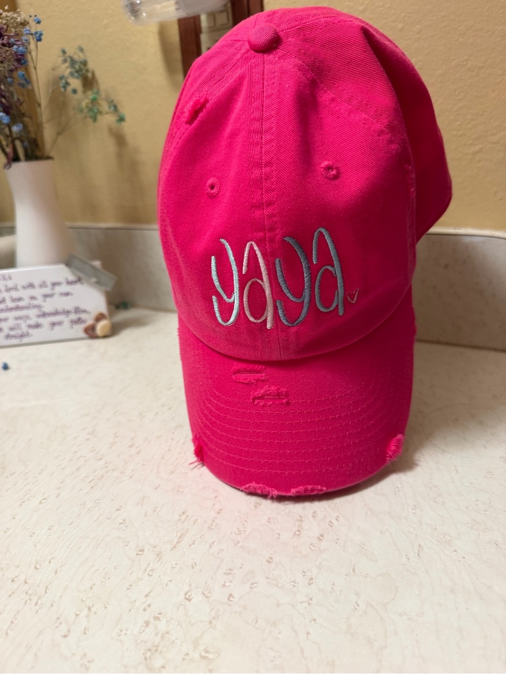 Yaya Hot Pink Kids Baseball Cap with Embroidered Script